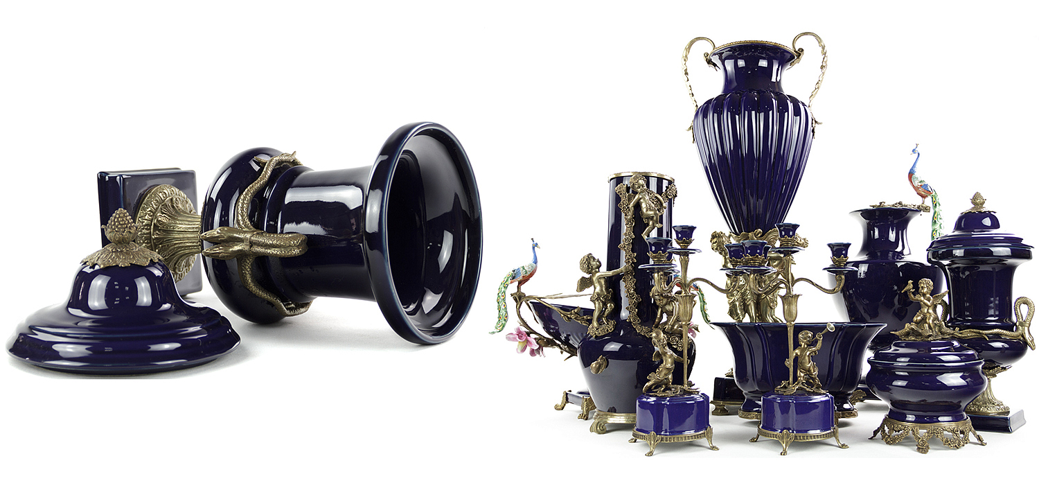 Ваза Selenia Blue Vase Bronze Serpents Ваза Selenia Blue Vase Bronze Serpents - Loft-Concept в Твери