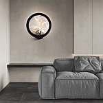 Светодиодное бра круглой формы с металлической рамой черного цвета Marble Glow варинант исполнения - 3 | Loft Concept в Твери