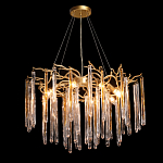 Люстра подвесная золотого цвета с разветвленными ветвями и прозрачными стеклянными подвесками Droplet Chandelier варинант исполнения - 3 | Loft Concept в Твери