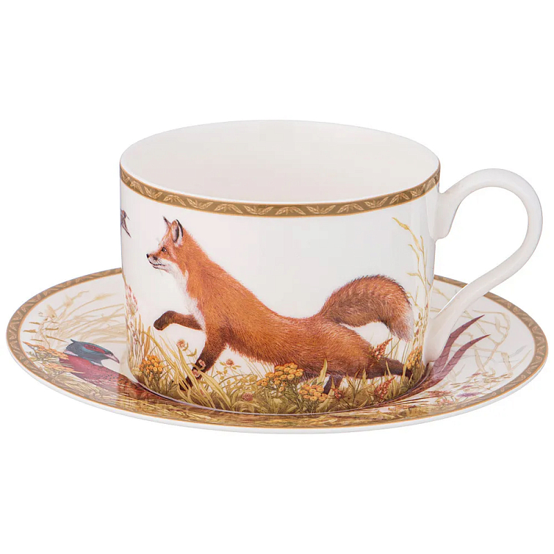 Чайная пара из фарфора 300 мл Hunting Porcelain Collection Белый Коричневый Мульти Чайная пара из фарфора 300 мл Hunting Porcelain Collection Белый Коричневый Мульти в Твери | Loft Concept