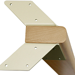 Обеденный стол с прямоугольной бежевой столешницей из стекла на 4-х деревянных ножках Beige Marble варинант исполнения - 5 | Loft Concept в Твери