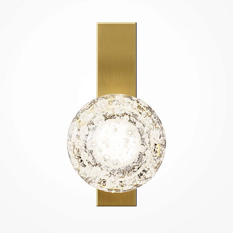 Бра с плафоном из прозрачного стекла с пузырьками воздуха Effervia Латунь Прозрачное Стекло в Твери | Loft Concept 