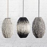 Подвесной светильник вертикальной овальной формы украшенный белыми круглыми бусинами Gradient Oval Pendant Lamp White варинант исполнения - 6 | Loft Concept в Твери