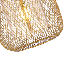 Подвесной светильник со стеклянным плафоном цилиндрической формы и металлической сеткой Metal Mesh Gold варинант исполнения - 4 | Loft Concept в Твери