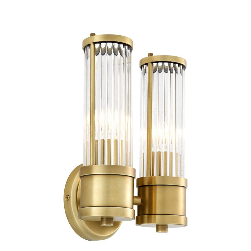 Бра Wall Lamp Claridges Dual Brass Латунь Античная полированная Прозрачное Стекло в Твери | Loft Concept 