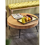 Журнальный столик с круглой фактурной столешницей из натурального дерева Vortex варинант исполнения - 6 | Loft Concept в Твери