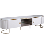 Тумба под телевизор белая овальная с мраморной столешницей Thoroughbass варинант исполнения - 1 | Loft Concept в Твери