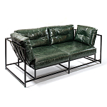 Диван Лофт Натуральная Винтажная кожа Зеленый Two Seat Encounter Leather Sofa варинант исполнения - 3 | Loft Concept в Твери