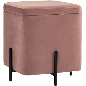 Пуф квадратный с ящиком пыльно-розовый велюр Sanjay Velour