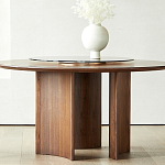 Стол обеденный круглый с двойной столешницей Walnut Wood Table варинант исполнения - 4 | Loft Concept в Твери