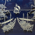 Картина ручная вышивка бисером Ночной пейзаж Night Boat Bay варинант исполнения - 4 | Loft Concept в Твери