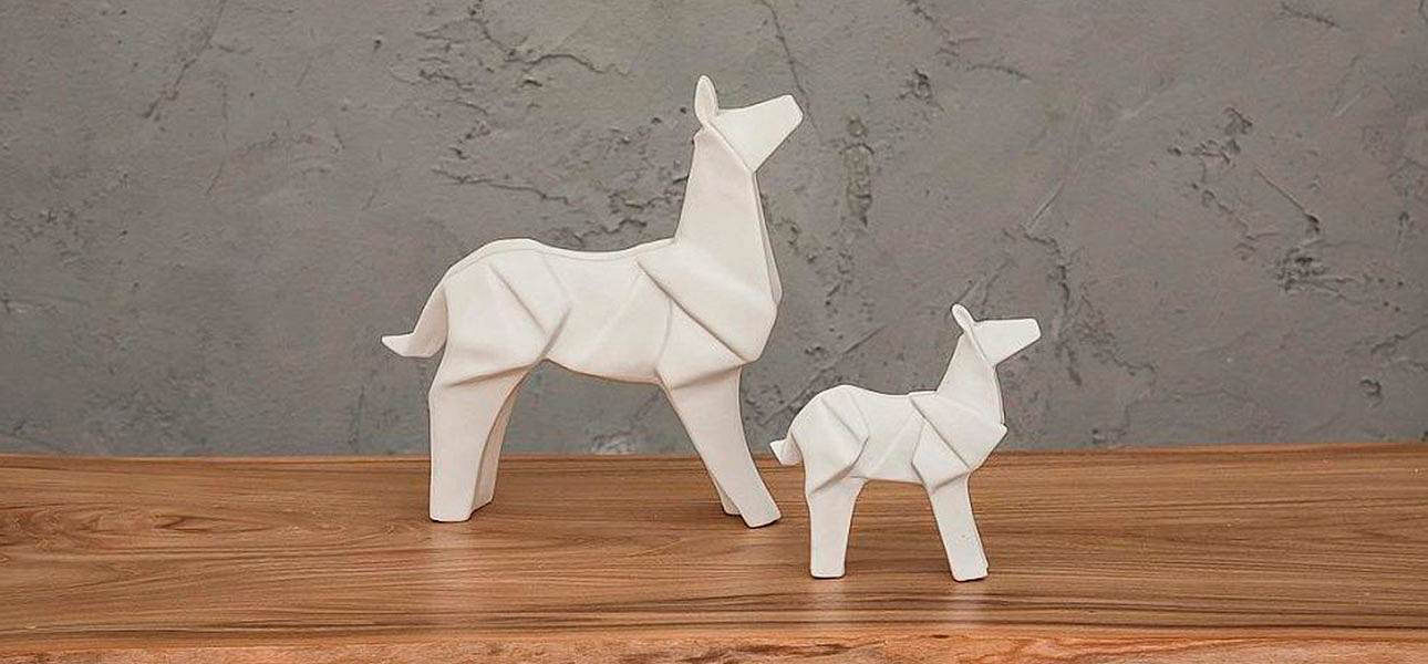 Фигурка в виде оригами керамическая белая собака White Dog Фигурка в виде оригами керамическая белая собака White Dog - Loft-Concept в Твери