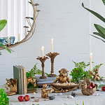 Подсвечник в форме пальмы с резными листьями и текстурным основанием Golden palm leaves варинант исполнения - 4 | Loft Concept в Твери