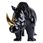 Статуэтка черный носорог с золотыми рогами Golden Horned Black Rhino варинант исполнения - 2 | Loft Concept в Твери