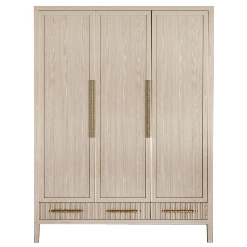 Большой Шкаф Primo Светлый дуб с 3 дверьми и 3 выдвижными ящиками Древесина Золотой в Твери | Loft Concept 