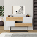 Комод c 2-мя белыми дверцами и 2-мя выдвижными ящиками цвета древесины EROS CONSOLE OAK WHITE варинант исполнения - 1 | Loft Concept в Твери