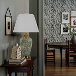 Настольная лампа бирюзовая с цветочным принтом Turquoise Flight варинант исполнения - 5 | Loft Concept в Твери