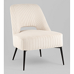 Кресло лаунж Бостон велюр рельефный молочный на черных ножках варинант исполнения - 1 | Loft Concept в Твери