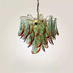 Люстра стеклянная с зелеными лепестками Green Leaf Fall варинант исполнения - 3 | Loft Concept в Твери
