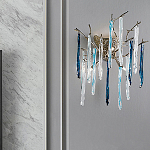 Бра с ветвистым каркасом из металла и подвесками из стекла Droplet Chandelier варинант исполнения - 1 | Loft Concept в Твери