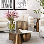 Дизайнерский журнальный стол с круглой столешницей на 3-х геометрических ножках Lehumod варинант исполнения - 3 | Loft Concept в Твери