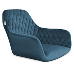 Барный стул со спинкой и подлокотниками на 4-х деревянных ножках Douglas Rhombus Синий Велюр варинант исполнения - 2 | Loft Concept в Твери