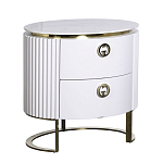 Тумбочка белая овальная с мраморной столешницей Thoroughbass варинант исполнения - 1 | Loft Concept в Твери