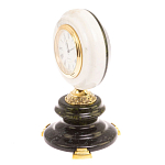 Часы настольные бронзовые из натуральных камней Мрамор и Змеевик Stone Clock варинант исполнения - 5 | Loft Concept в Твери