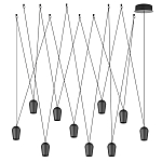 Подвесной светильник черными плафонами на длинных пересекающихся тросах Construction варинант исполнения - 7 | Loft Concept в Твери