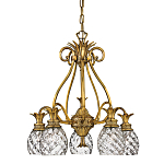 Люстра цвета латунь с 5-ю плафонами из рельефного стекла в форме ананаса Hinkley варинант исполнения - 1 | Loft Concept в Твери