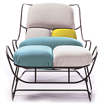 Дизайнерское разноцветное кресло на металлическом каркасе с подставкой для ног Poltronova Plasma Armchair варинант исполнения - 4 | Loft Concept в Твери