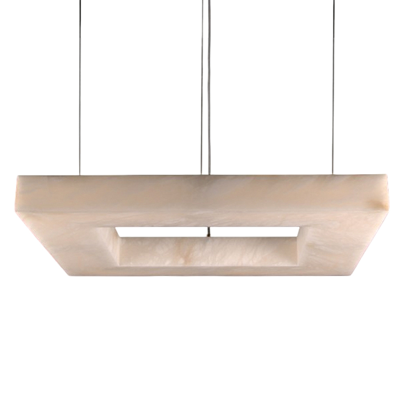 Люстра с квадратным каменным плафоном Calcite Square Light Латунь Белый Люстра с квадратным каменным плафоном Calcite Square Light Латунь Белый в Твери | Loft Concept
