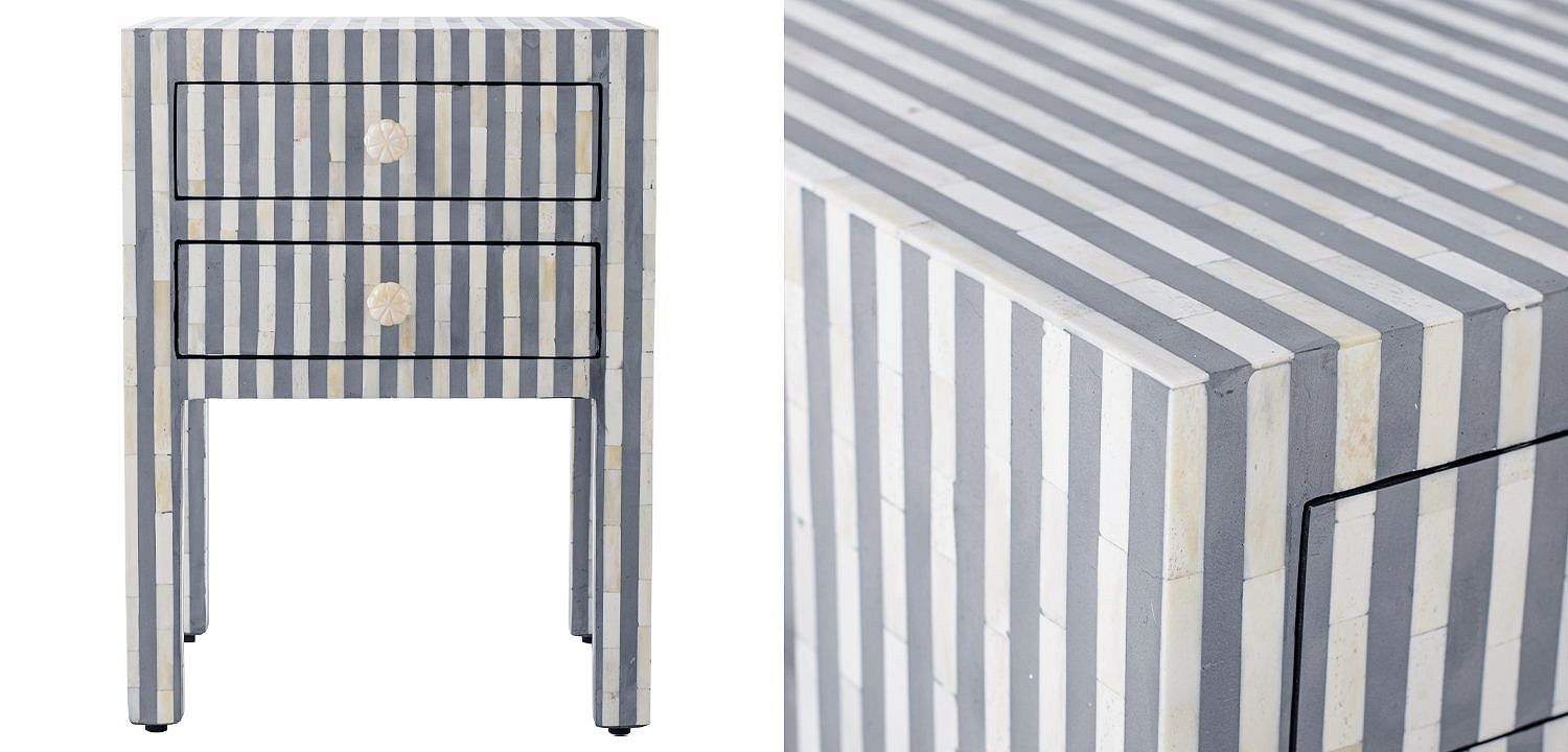 Тумбочка Indian striped Bone Inlay nightstand Тумбочка Indian striped Bone Inlay nightstand - Loft-Concept в Твери