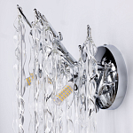 Бра цвета хром с ветвями и прозрачными стеклянными подвесками в виде вытянутых спиральных капель Droplet Chandelier варинант исполнения - 6 | Loft Concept в Твери