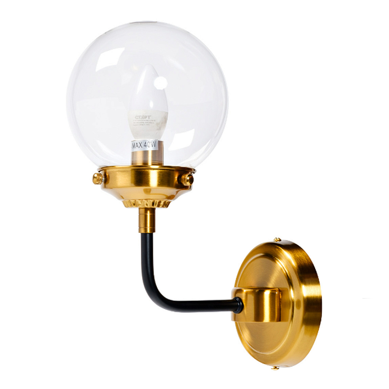 Бра БИСТРО Globe Clear Glass Single Sconce Brass  в Твери | Loft Concept 