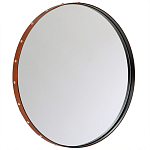 Зеркало овальное в металлической раме с кожаной отделкой Loft in Reflection варинант исполнения - 1 | Loft Concept в Твери