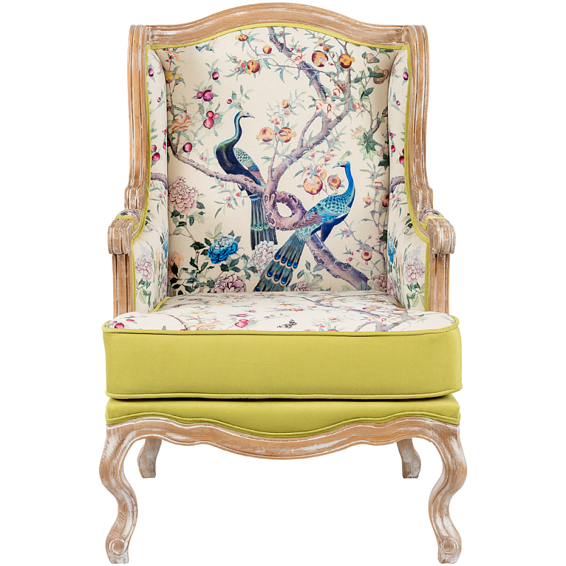 Кресло из натурального бука бежевое с изображением птиц и цветов Beige Green Chinoiserie Garden Armchair Мульти Бежевый Салатовый Кресло из натурального бука бежевое с изображением птиц и цветов Beige Green Chinoiserie Garden Armchair Мульти Бежевый Салатовый в Твери | Loft Concept