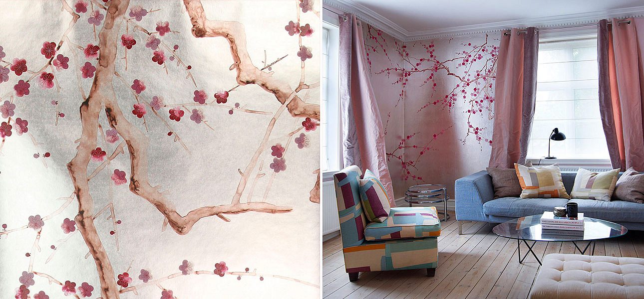 Обои ручная роспись Plum Blossom Blossom on Tarnished Silver gilded paper Обои ручная роспись Plum Blossom Blossom on Tarnished Silver gilded paper - Loft-Concept в Твери