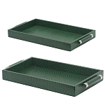 Комплект из двух прямоугольных подносов зеленого цвета Serpent варинант исполнения - 2 | Loft Concept в Твери
