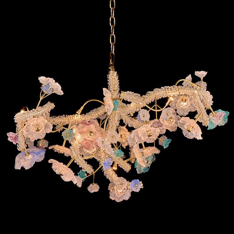 Люстра круглая с цветочным декором Miscellaneous herbs Латунь Мульти в Твери | Loft Concept 