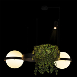 Подвесной светильник с 2-мя шарообразными плафонами и цилиндрическим спотом Light of Еyes варинант исполнения - 5 | Loft Concept в Твери