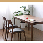 Стул деревянный с мягким сиденьем из черной натуральной кожи Moon Walnut Furniture варинант исполнения - 1 | Loft Concept в Твери