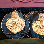 Зеркало настенное в раме золотого цвета с декором птица на ветке Mirror Portal варинант исполнения - 3 | Loft Concept в Твери