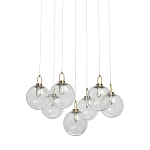 Люстра с 7-ю плафонами из прозрачного стекла в форме шара Orb Cascade  варинант исполнения - 1 | Loft Concept в Твери