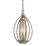 Подвесной светильник овальной формы с цилиндрическим плафоном в цвете сусальное серебро Kichler варинант исполнения - 1 | Loft Concept в Твери