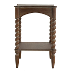 Приставной столик деревянный с резными ножками и нижней полкой Vintage Side Table Brown Wood варинант исполнения - 3 | Loft Concept в Твери