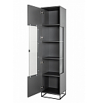 Шкаф-витрина цвета графит с полками и стеклянной дверью Strict Lines варинант исполнения - 3 | Loft Concept в Твери