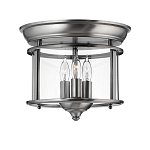 Потолочный светильник в форме фонаря с прозрачным цилиндрическим плафоном и тремя лампами в форме свечей Hinkley варинант исполнения - 1 | Loft Concept в Твери