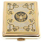 Портсигар на 20 сигарет с гравюрой Герба РФ в подарочной коробке Metal Cigarettes Cases варинант исполнения - 1 | Loft Concept в Твери