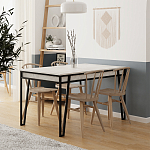 Стол обеденный с прямоугольной столешницей пыльного белого цвета на 4-х металлических ножках PAL ANCIENT WHITE варинант исполнения - 3 | Loft Concept в Твери